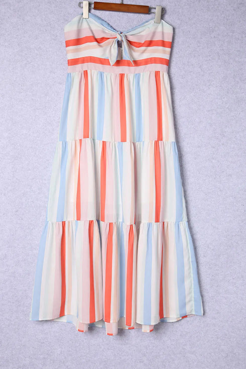 'Umara' Striped Strapless Dress - Celes Fashion